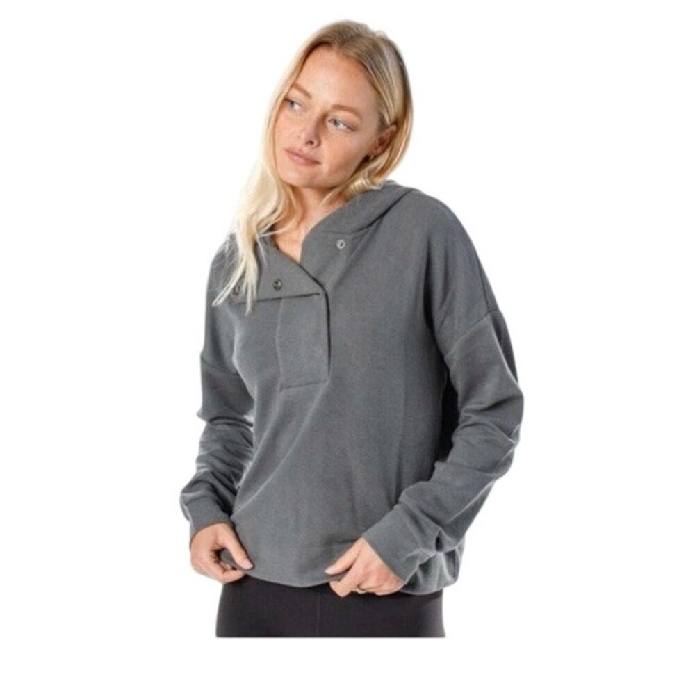 Vuori Bayview Thermal Hoodie L Gray Soft Waffle Texture